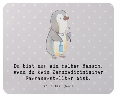 Produktbild von Mr. & Mrs. Panda Mauspad Zahnmedizinischer Fachangestellter Herz - Grau Pastell - Geschenk, laptop mousepad, Mouse Pad, pc mausunterlage, computermatte