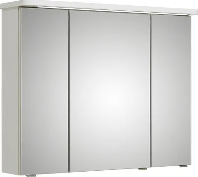 Produktbild von Badmöbel Spiegelschrank 3-türig FES-4005-66 Korpus in Lack Polarweiß, inkl. LED - B/H/T: 90-92/72,2/17-24cm