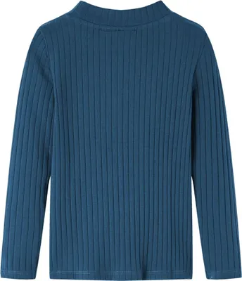Image de vidaXL T-shirt manches longues enfant en tricot côtelé bleu marine 128