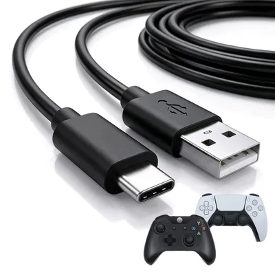 Zdjęcie produktu dla Ładowarka - kompatybilna z PlayStation 5 i Xbox Series X/S - kabel USB o długości 3 metry - kabel do ładowania - kontroler - model Pro - wytrzymały złącze typu C - kabel danych - kolor czarny