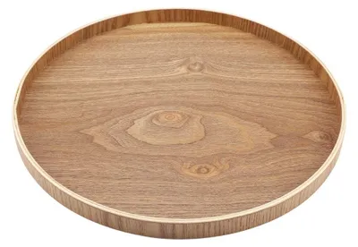 Image de Omgoods - Assiette de service en bois durable - Plateau rond - Décoration - Alimentation - Fruits - Facile à nettoyer - Diamètre : 24/27/30/33 cm