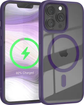 Produktbild von EAZY CASE Clear MagSafe Case für Apple iPhone 13 Pro, Qi-Charging, Silikon mit Kameraschutz, Bumper Case in Violett