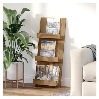 Produktbild von Magazinregal aus Holzwerkstoff im modernen Design 43 x 11 x 102 cm für Zeitschriften und Bücher als praktischer Ständer für Zuhause und Büro