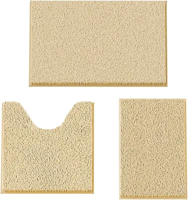 Image de Ensemble de 3 tapis de bain antidérapants pour salle de bain et douche