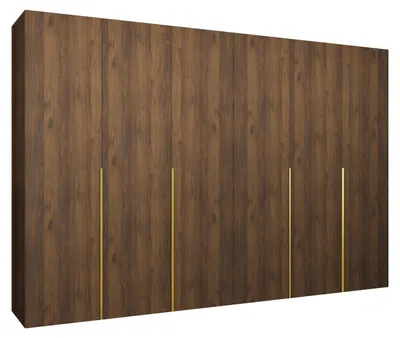Produktbild von MEBLE KRYSPOL, Kleiderschrank, Schrank 300x202x52, Warmia-Nuss, Griff Gold