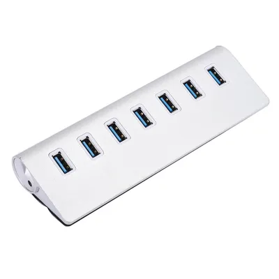Image de Hub USB 3.0 en alliage d'aluminium avec répartiteur et station d'accueil 7-en-1 pour ordinateur portable