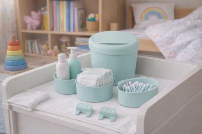 Produktbild von HOME CREATION Wickeltisch Organizer 6‑teilig Blau Baby Aufbewahrung