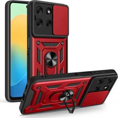 Produktbild von Motorola Moto G56 Hülle - Coverup Armor Ring Ständer Back Cover mit Kamera Schutz - Rot