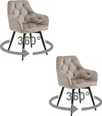Produktbild von JORK360 Stuhl - dunkelbeiger Samt / schwarze Beine x 2