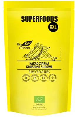 KAKAO ZIARNA KRUSZONE SUROWE BIO 600 g - BIO PLANET SUPERFOODS