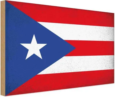 Produktbild von vianmo Holzschild 20x30 cm Puerto Rico Vintage Flagge Fahne Wappen