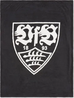 Produktbild von VfB Stuttgart Kuscheldecke Wappen offizieller Fan Lizenz-Artikel 150 x 200 cm Schwarz Weiß