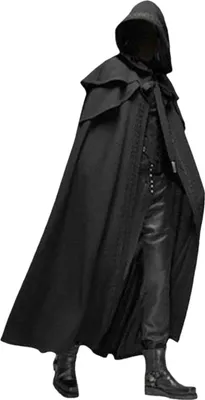 Obrázek produktu pro Halloweenský plášť s kapucí uni, dlouhý středověký plášť pro muže a ženy, gotický cosplay kostým na párty