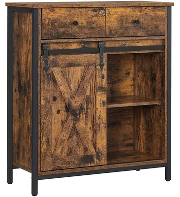 Produktbild von Sideboard – Vorratsschrank – Schiebetür – Industrie – Braun-Schwarz – 70 x 30 x 80 cm