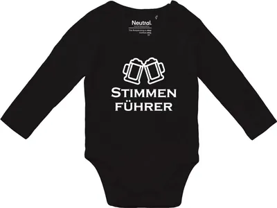 Produktbild von Huuraa Baby Body Stimmenführer Spielmanszug 80 Black  Baumwolle Fairtrade Langarmbody Geschenkidee
