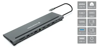 Produktbild von Conceptronic DONN17G laptop-dockingstation & portreplikator Kabelgebunden USB 3.2 Gen 1 (3.1 Gen 1) Type-C Grau
