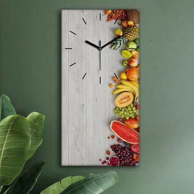Produktbild von Wohnzimmer Leinwand Uhr Geräuschlos Küche 30x60 Farbige, Früchte, schwarze Zeiger