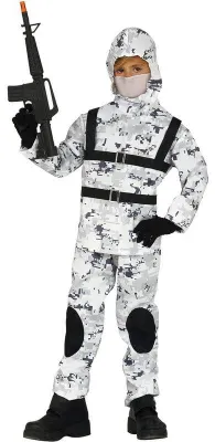 Produktbild von Militär Karneval Tarnung Spezialausrüstung Kind Kostüm Abenteuer Outfit, Größe: 140/146 Farbe: Weiß