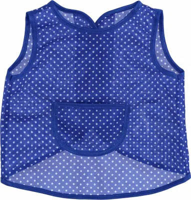 Produktbild von Kinderschürze hinten zum knöpfen Dederon Malschürze Jungenschürze blau versch. Muster, Größe:110/116, Farbe:blau mit weißen Punkten