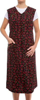 Produktbild von Tobeni Damen Kittelschürze lang mit Reissverschluss und Taschen ohne Arm 100% Baumwolle, Farbe:Design 35, Grösse:56