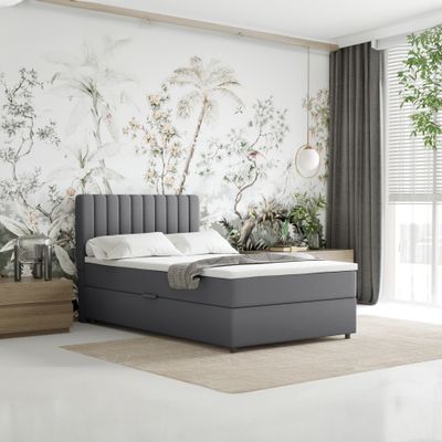 Boxspringbett 120x200 EVEREST, mit Topper, mit Bettkästen,  Einzelbett, Grau, Panda Möbel