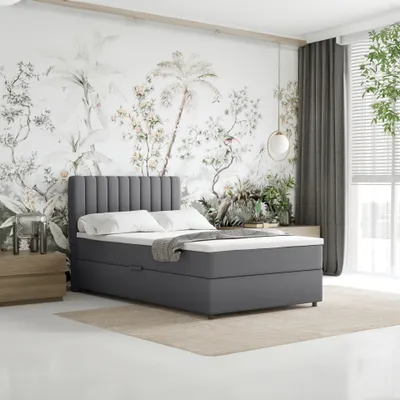 Produktbild von Boxspringbett 120x200 EVEREST, mit Topper, mit Bettkästen,  Einzelbett, Grau, Panda Möbel
