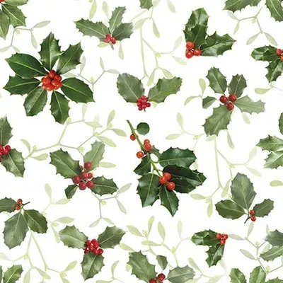 Produktbild von 20 Servietten Ilex and Mistletoe - Muster von Ilex und Mistelzweige 33x33cm