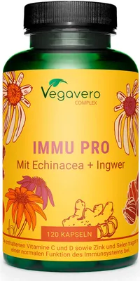 Obrázok produktu pre Vegavero Immu Pro Complex | 120 kapsúl | s acerolou, echinaceou, zázvorom, vitamínom D3, zinkom a selénom | vegánske