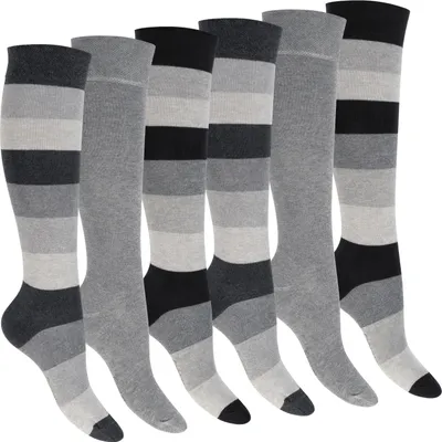 Produktbild von Footstar Damen Kniestrümpfe geringelt (6 Paar) - Grau 39-42