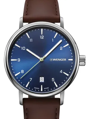 Produktbild von Wenger 01.1731.123 Herren-Armbanduhr, Edelstahl-Gehäuse, Leder-Armband