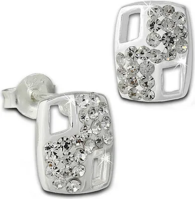 Produktbild von SilberDream Ohrstecker Damen Silber weiß Rechteck Zirkonia Ohrringe SDO8025W