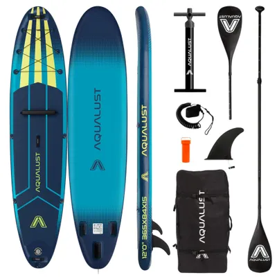 Immagine prodotto di AQUALUST 12.0 iSUP Board Stand Up Paddle Tavola da surf gonfiabile set completo 365cm - Contenuto: Boardset+kayak paddle