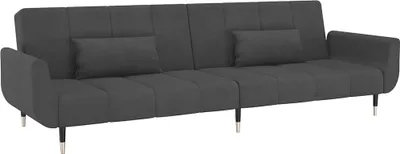 Produktbild von vidaXL Schlafsofa 2-Sitzer mit 2 Kissen Dunkelgrau Samt