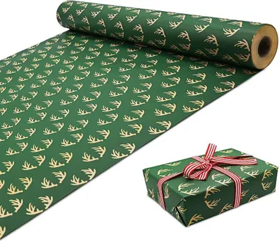 Produktbild von Roll Paket Geschenkpapier, 43cm x 3M gro?e Rolle Weihnachts Geschenkpapier recycelbares Kraftpapier