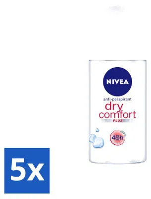 Image de 5 déodorants roll-on NIVEA Dry Comfort Plus, 50 ml - Pack avantage - 5 pièces