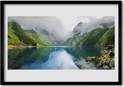 Produktbild von Bild 70x50 MDF-Rahmen Wandkunst Mountain Lake Landschaft