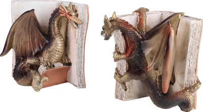 Zdjęcie produktu dla Funny Dragon Bookends Resin Dragon Statue Desktop Bookend for Home Office Bookshelf Decoration