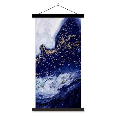 Produktbild von MuchoWow® Textilposter Marmor - Gold - Natursteine 60x120 cm mit schwarzem Rahmen - Magnete