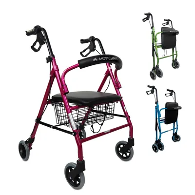 Image de Rollator Mobiclinic Escorial Rollator pliable et léger Freins à main verrouillables Déambulateur pour seniors Panier en aluminium 4 roues Rose