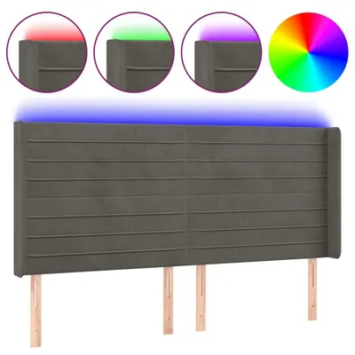 Produktbild von vidaXL LED Kopfteil Dunkelgrau 183x16x118/128 cm Samt