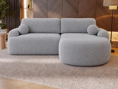 Produktbild von GrainGold Ecksofa L-Form Aurio Rechts - Ecksofa mit Schlaffunktion, Bettkasten - Moderne Ecksofa, Wohnzimmer Sofa - Eckcouch Grau (Lambi 11)