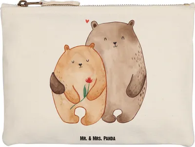 Produktbild von Mr. & Mrs. Panda Kosmetiktasche Bären Liebe Grösse XL Große - Weiß - Geschenk, Etui, Kulturtasche, Verknallt, Mäppchen, Freundin, Kuscheln, kosmetiktäschchen, Federmappe