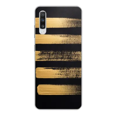 Produktbild von MuchoWow® Handyhülle Schutzhülle Hülle für Samsung Galaxy A70 Muster aus goldener Farbe auf schwarzem Hintergrund Silikon Softcase Handy Hülle - Schutzhaube