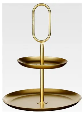 Produktbild von Etagere mit 2 Etagen – L 28 x B 28 x H 36 cm – Metall – goldfarben
