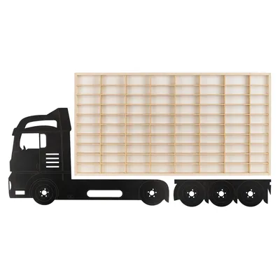 Produktbild von ArtTwist Modellauto Vitrine - Sammlervitrine Holz  zu 80 Fächen - Organisation Schaukasten für Autos Hängend 78,5cm x 40cm x 4cm - Setzkasten Holz für Wanddeko und Organisation (LKW K01CL)