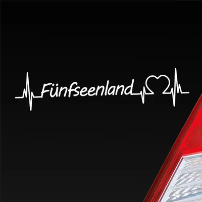 Produktbild von Auto Aufkleber Fünfseenland Puls Herzschlag mit Ferien Region Motiv 19x5 cm Weiss Glanz Sticker Heckscheibenaufkleber