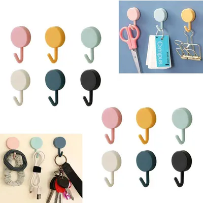 Produktbild von Selbstklebende Wandhaken 12 Stück - Bunte Klebehaken ohne Bohren - Dekohaken für Wand Türen Badezimmer Küche - Wiederverwendbare Haken