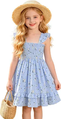 Productafbeelding van Lumoras Jurk Meisjes Blauwe bloemen 12-18M