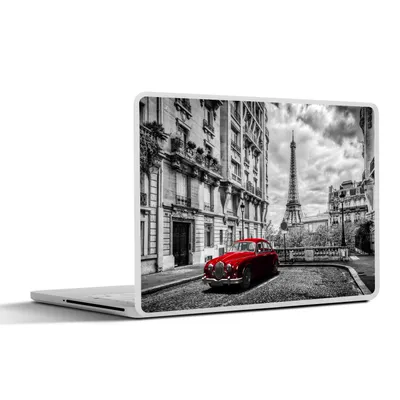 Produktbild von MuchoWow® Laptop Aufkleber Sticker Cover Paris - Schwarz - Weiß - Auto 36.5x27.5 cm - Laptop-Sticker