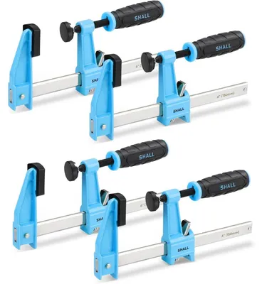 Productafbeelding van SHALL Klemset, 4 stuks, 150 mm spanwijdte, 272 kg klemkracht, roestvrij staal, voor nauwkeurige fixatie van houtbewerkingsmaterialen, set van 4, 6 inch